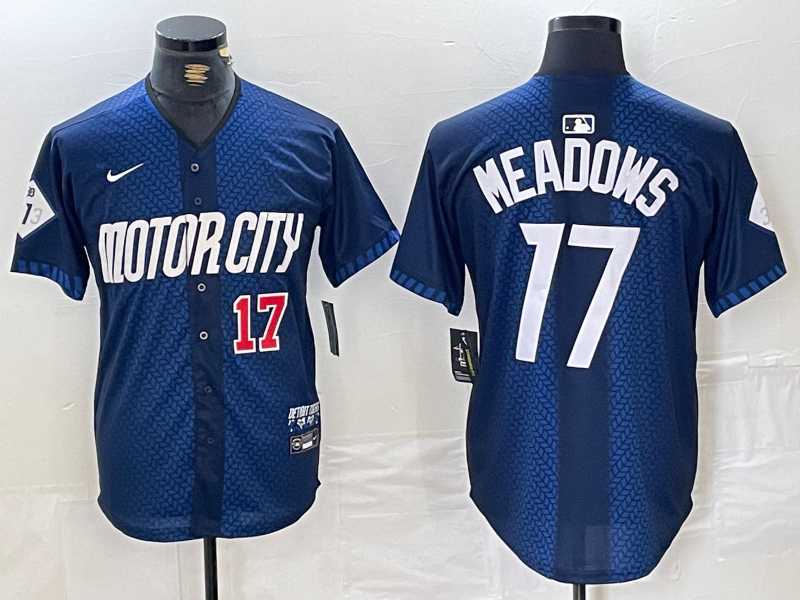 Men%27s Detroit Tigers #17 Parker Meadows Number Navy 2024 City Connect Cool Base Limited Stitched Jersey